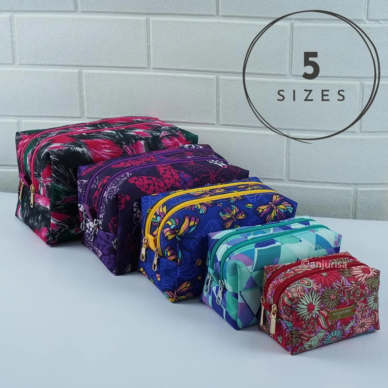 Zeni Boxy Pouch Sewing Pattern - Double Zipper PDF Template for Intermediate Sewers