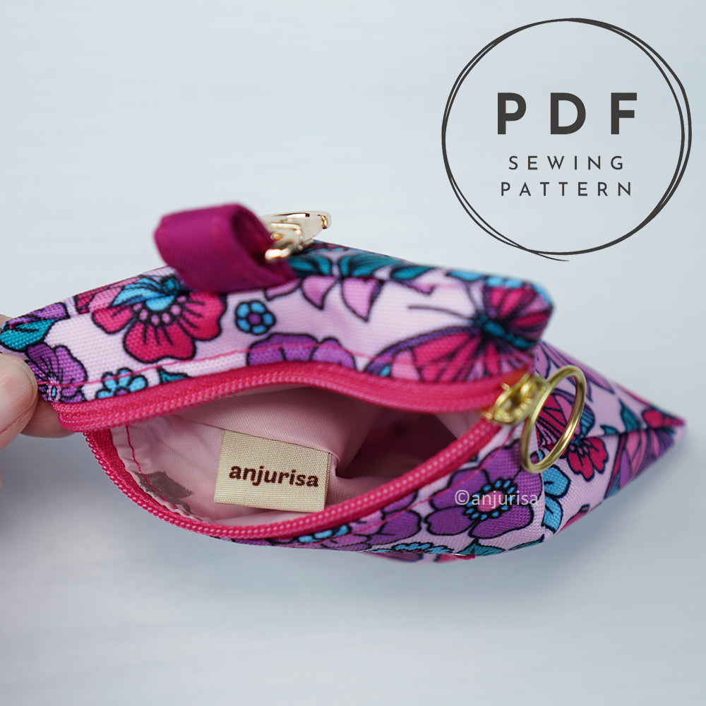Keyla Pouch Sewing Pattern PDF - Keychain Wallet for Keys, Cards, Small Items