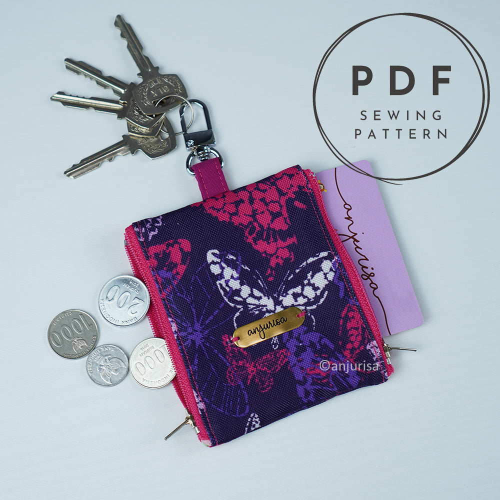 Riley Pouch Sewing Pattern - Two-Sided Zipper Keychain Pouch