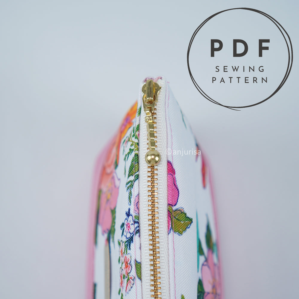 Wilo Duo Pouch PDF Sewing Pattern – Two Tone Color Block Zipper Pouch Pattern with Folded Base, 5 Sizes Included