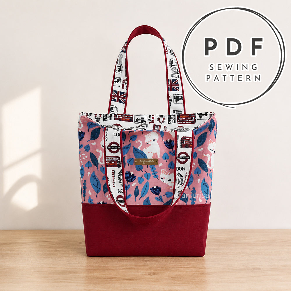 Reina Tote Reversible Bag Sewing Pattern PDF — Beginner Friendly Tote Bag Tutorial — 3 Sizes Included