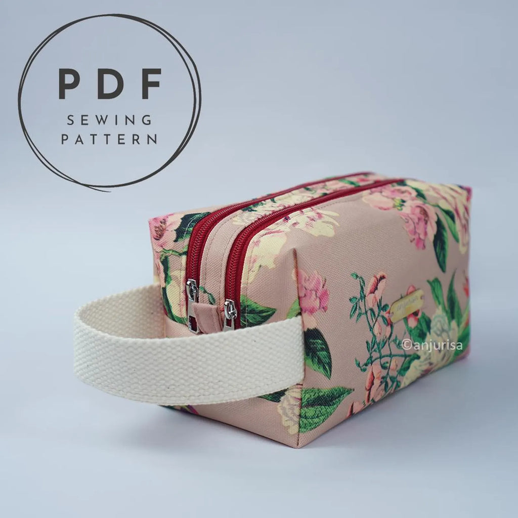 Zeni Boxy Pouch Sewing Pattern - Double Zipper PDF Template for Intermediate Sewers