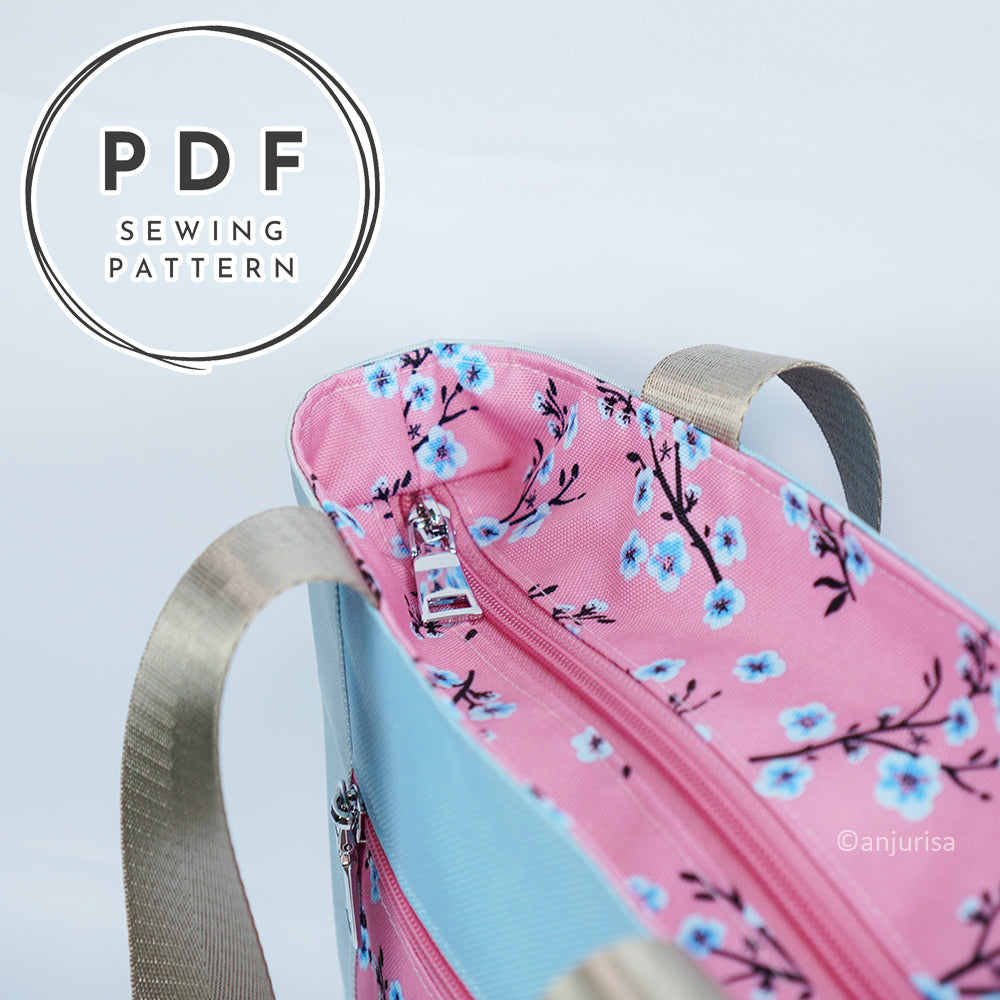 Coline Tote PDF Sewing Pattern, Beginner-Friendly Zipper Bag Pattern, 3 Sizes