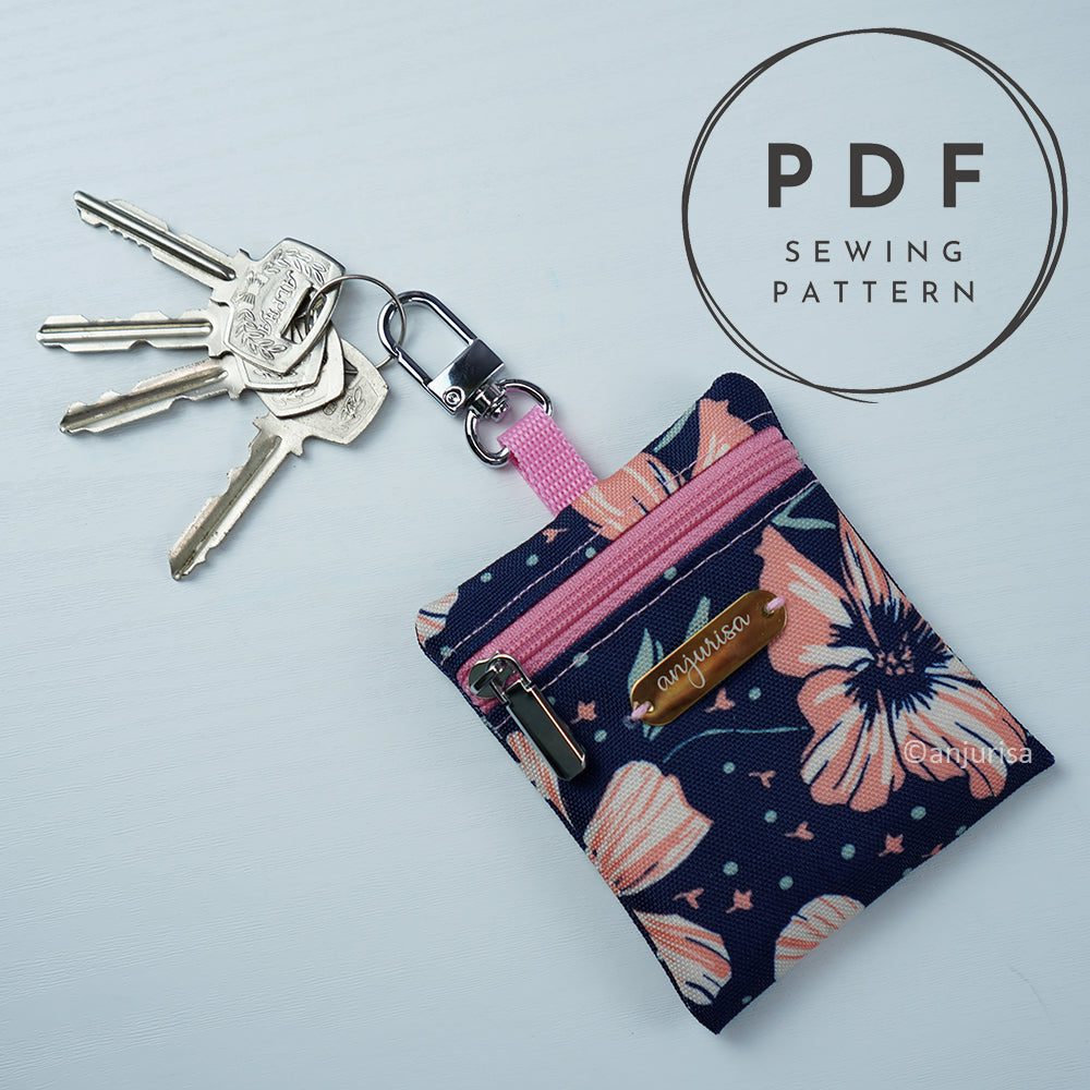 Keyla Pouch Sewing Pattern PDF - Keychain Wallet for Keys, Cards, Small Items