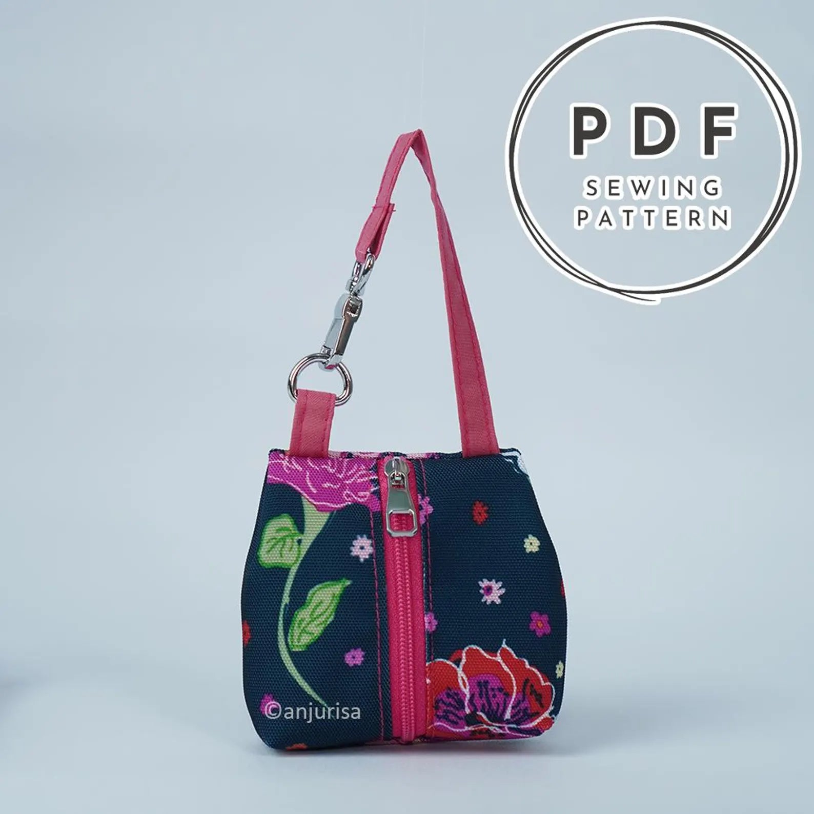 Kinan Pouch Sewing Pattern: Zipper Pouch / Mini Handbag Style (Beginner Friendly, 3 Sizes)