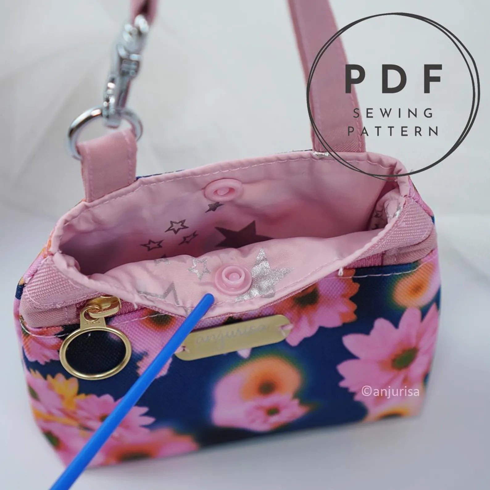 Poppy Pouch PDF Sewing Pattern | Zipper Pouch with Snap Pocket (Digital Download)