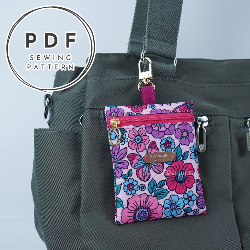 Keyla Pouch Sewing Pattern PDF - Keychain Wallet for Keys, Cards, Small Items