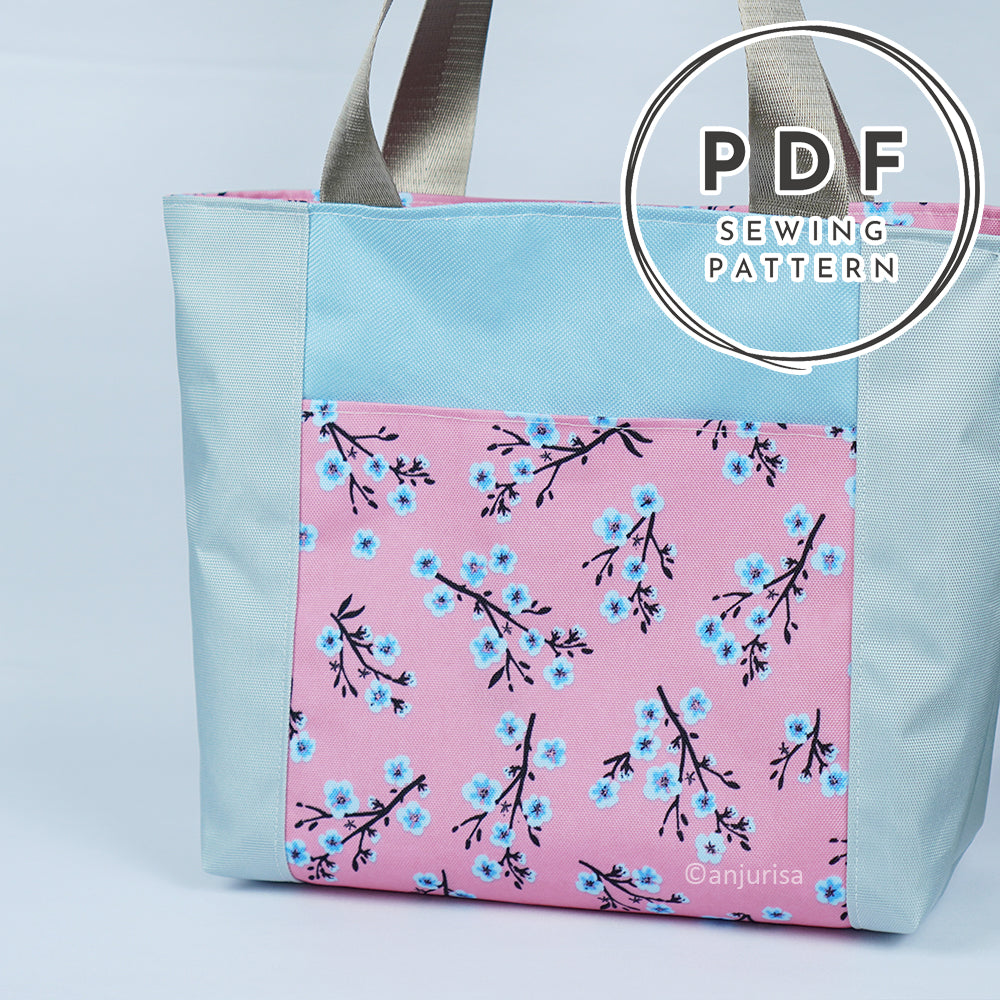 Coline Tote PDF Sewing Pattern, Beginner-Friendly Zipper Bag Pattern, 3 Sizes