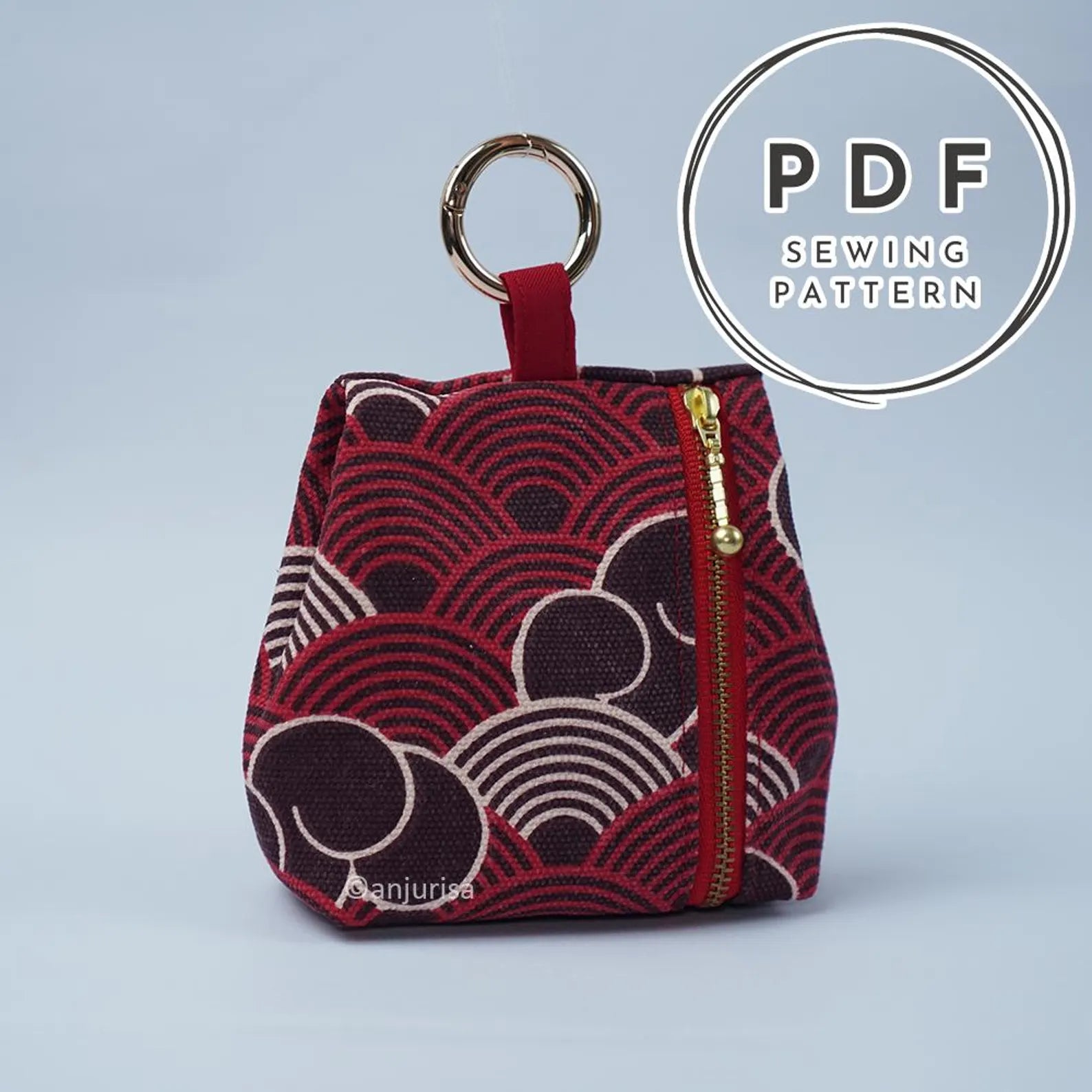 Kinan Pouch Sewing Pattern: Zipper Pouch / Mini Handbag Style (Beginner Friendly, 3 Sizes)