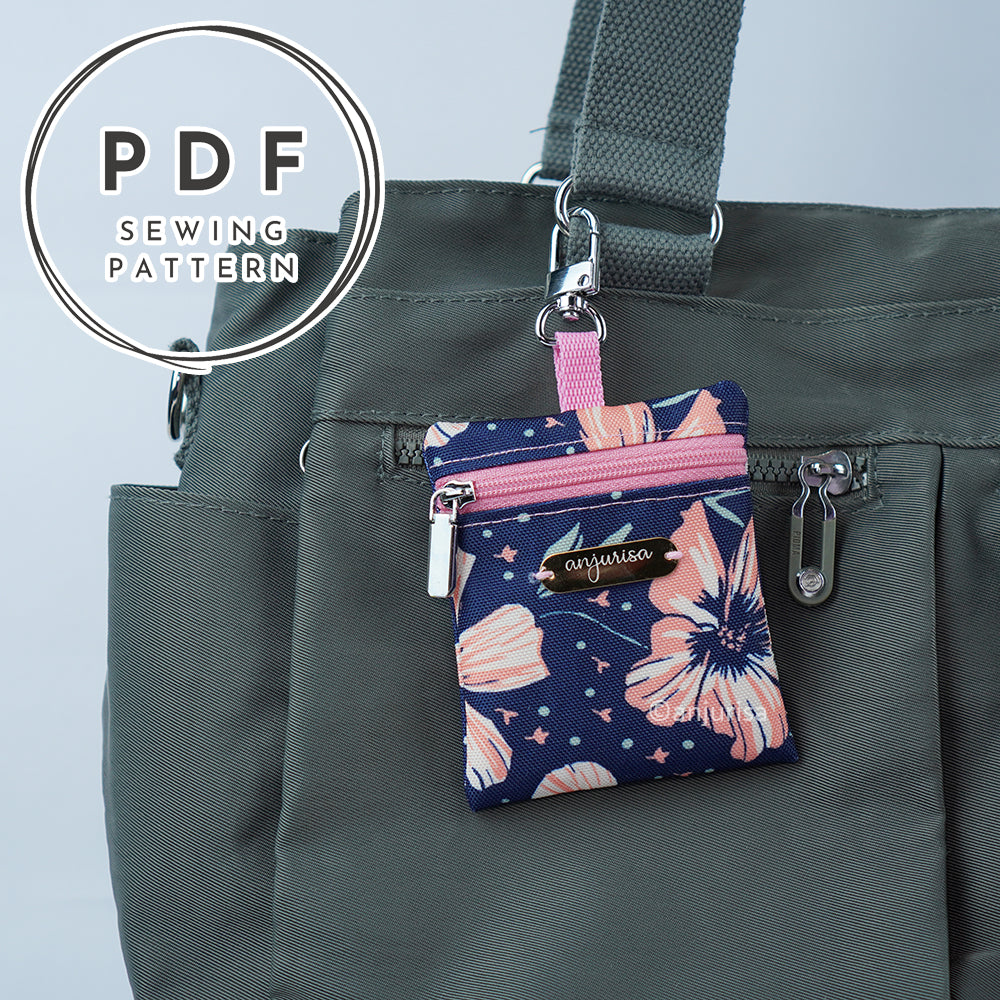 Keyla Pouch Sewing Pattern PDF - Keychain Wallet for Keys, Cards, Small Items