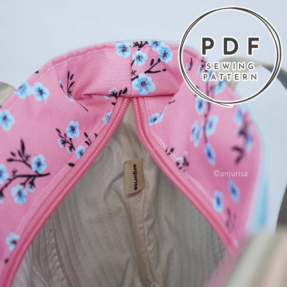 Coline Tote PDF Sewing Pattern, Beginner-Friendly Zipper Bag Pattern, 3 Sizes