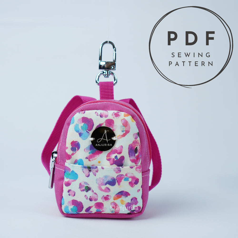 Bonnie Pouch Mini Backpack Sewing Pattern - Scrap Friendly Keychain Bag PDF (3 Sizes)