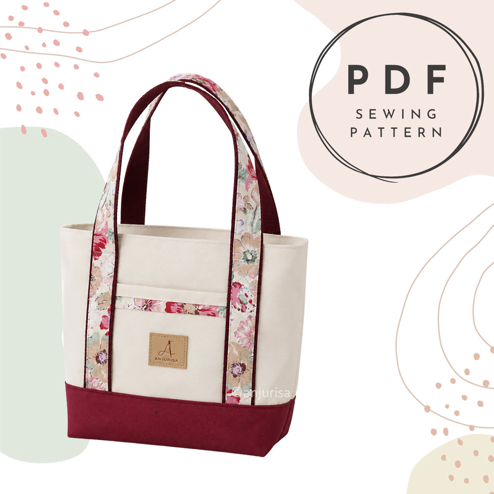 Cora Tote Bag Sewing Pattern PDF - Zipper Tote - Beginner Friendly