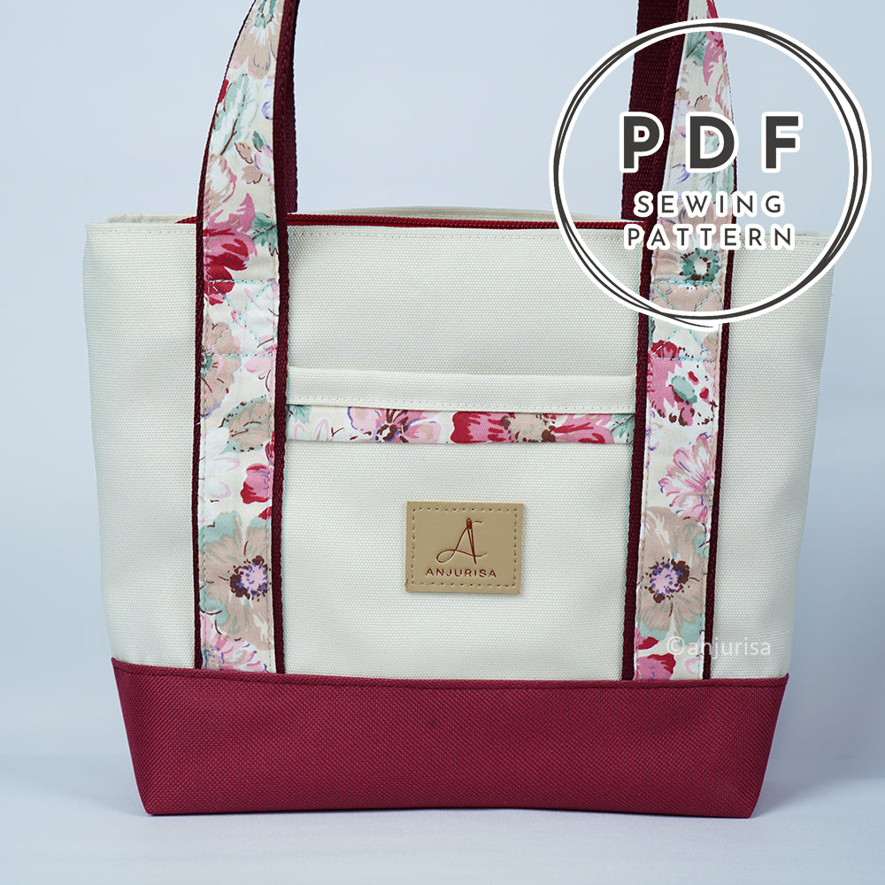 Cora Tote Bag Sewing Pattern PDF - Zipper Tote - Beginner Friendly