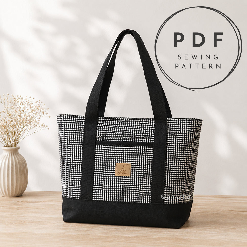 Cora Tote Bag Sewing Pattern PDF - Zipper Tote - Beginner Friendly
