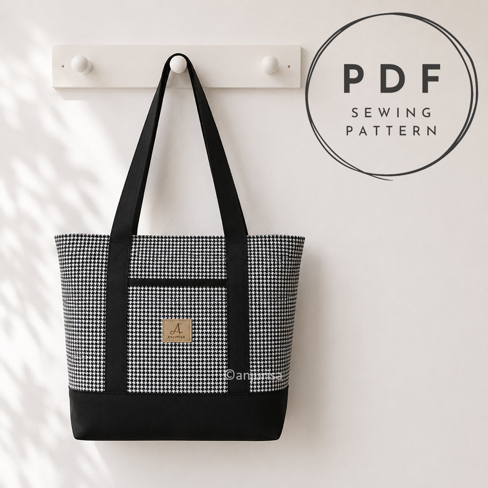 Cora Tote Bag Sewing Pattern PDF - Zipper Tote - Beginner Friendly