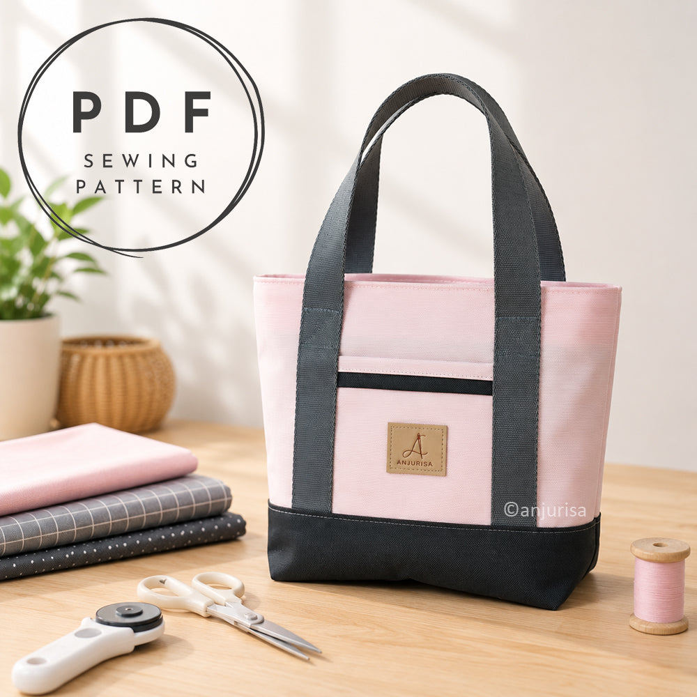 Cora Tote Bag Sewing Pattern PDF - Zipper Tote - Beginner Friendly