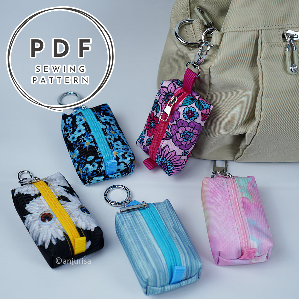 Cuby Pouch Sewing Pattern – Mini Boxy Zipper Keychain (PDF Pattern)