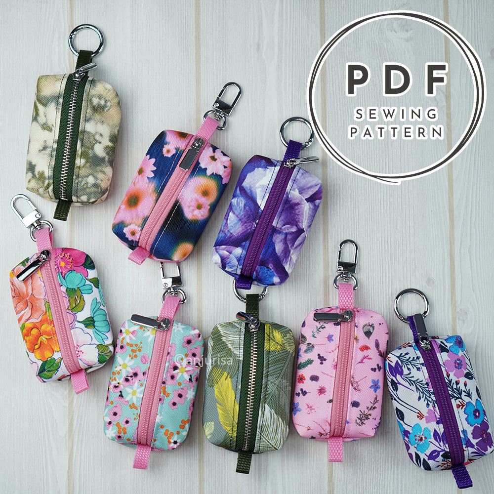 Cuby Pouch Sewing Pattern – Mini Boxy Zipper Keychain (PDF Pattern)