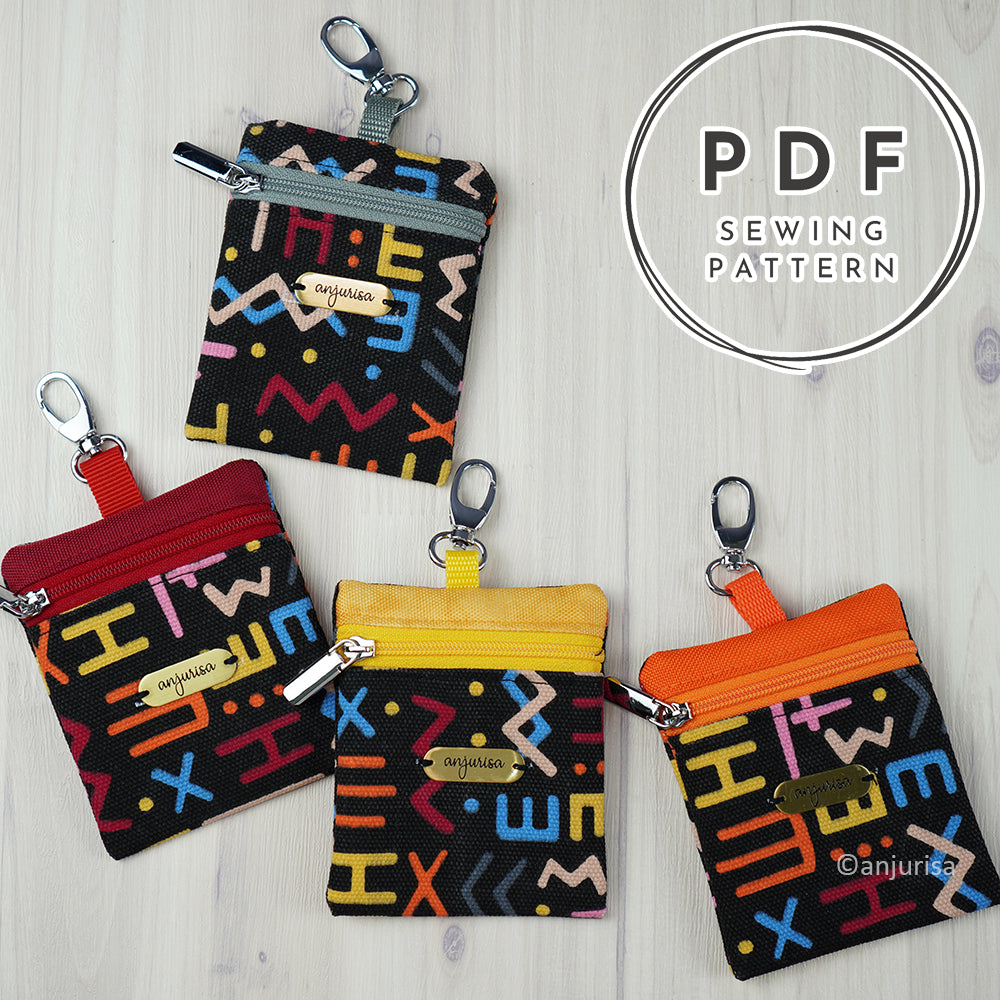Keyla Pouch Sewing Pattern PDF - Keychain Wallet for Keys, Cards, Small Items