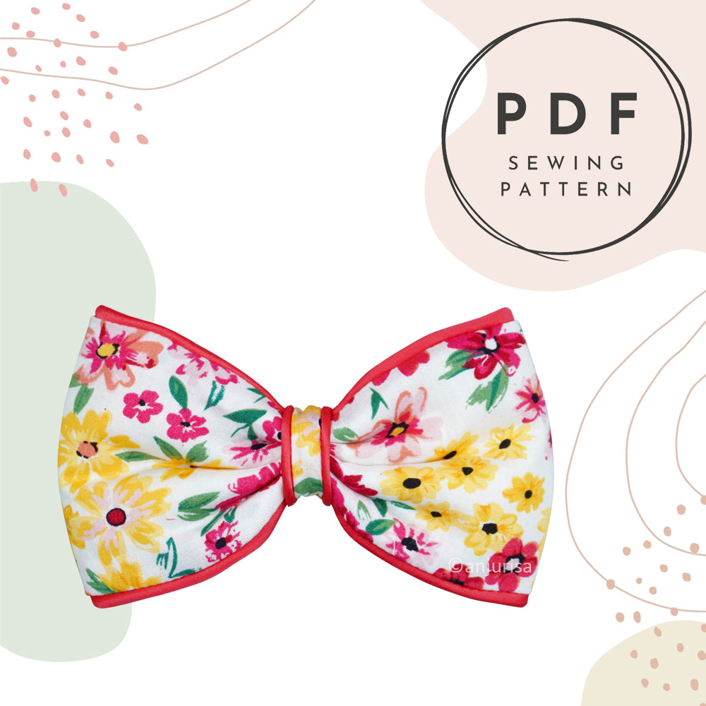 Piper Bow PDF Sewing Pattern | 5 Sizes for Hair Clips, Gifts & Decor | Beginner-Friendly Sewing Tutorial