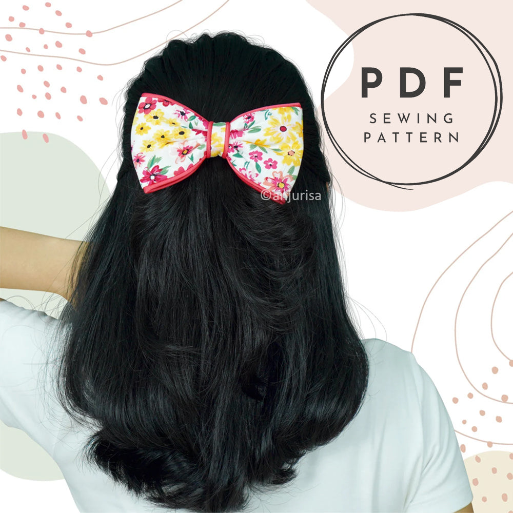 Piper Bow PDF Sewing Pattern | 5 Sizes for Hair Clips, Gifts & Decor | Beginner-Friendly Sewing Tutorial
