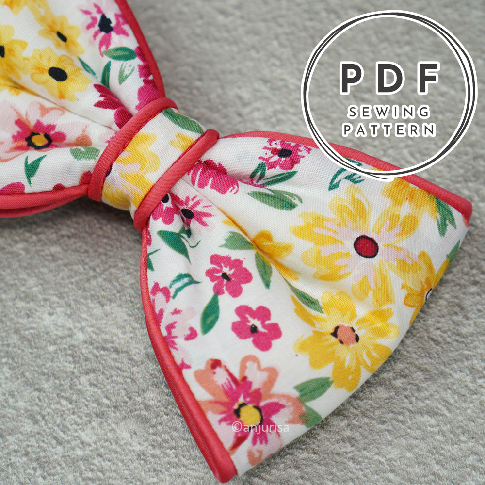 Piper Bow PDF Sewing Pattern | 5 Sizes for Hair Clips, Gifts & Decor | Beginner-Friendly Sewing Tutorial