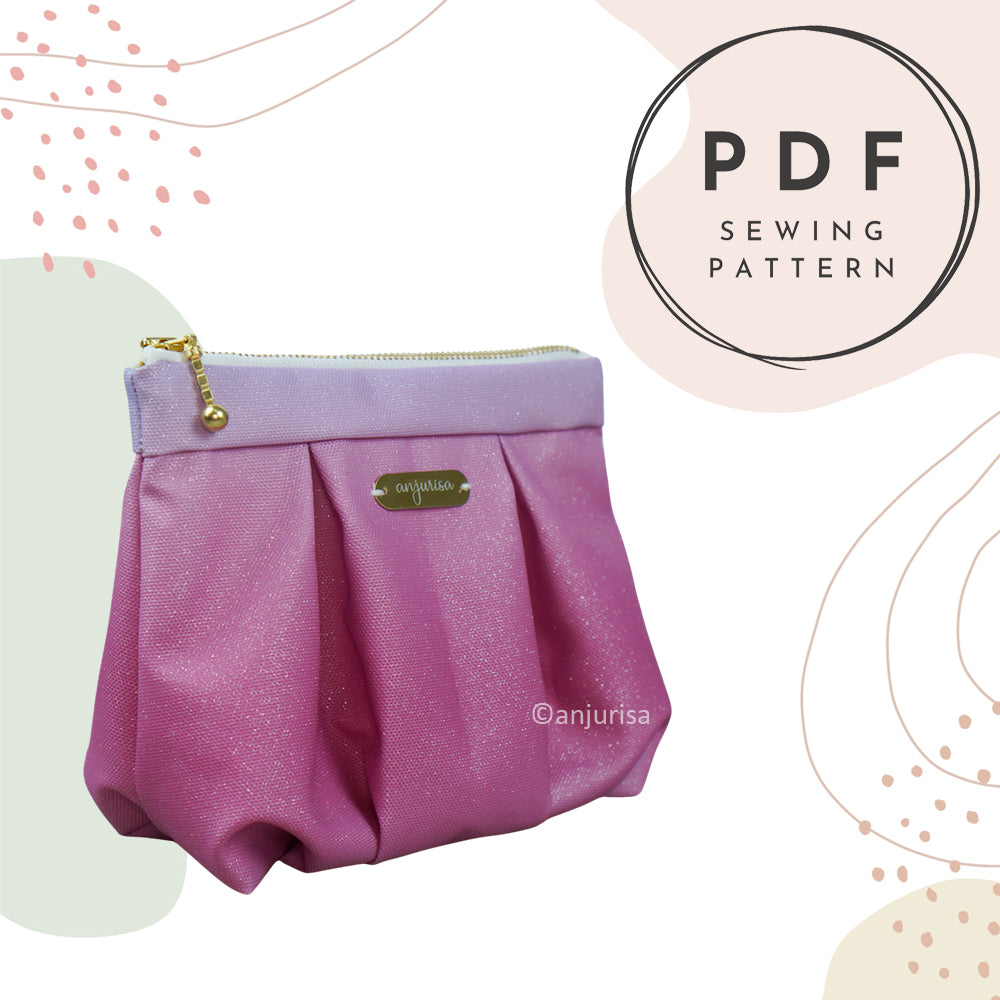 Ruchelle Pouch Sewing Pattern: Structured Pleated Design (PDF Pattern)