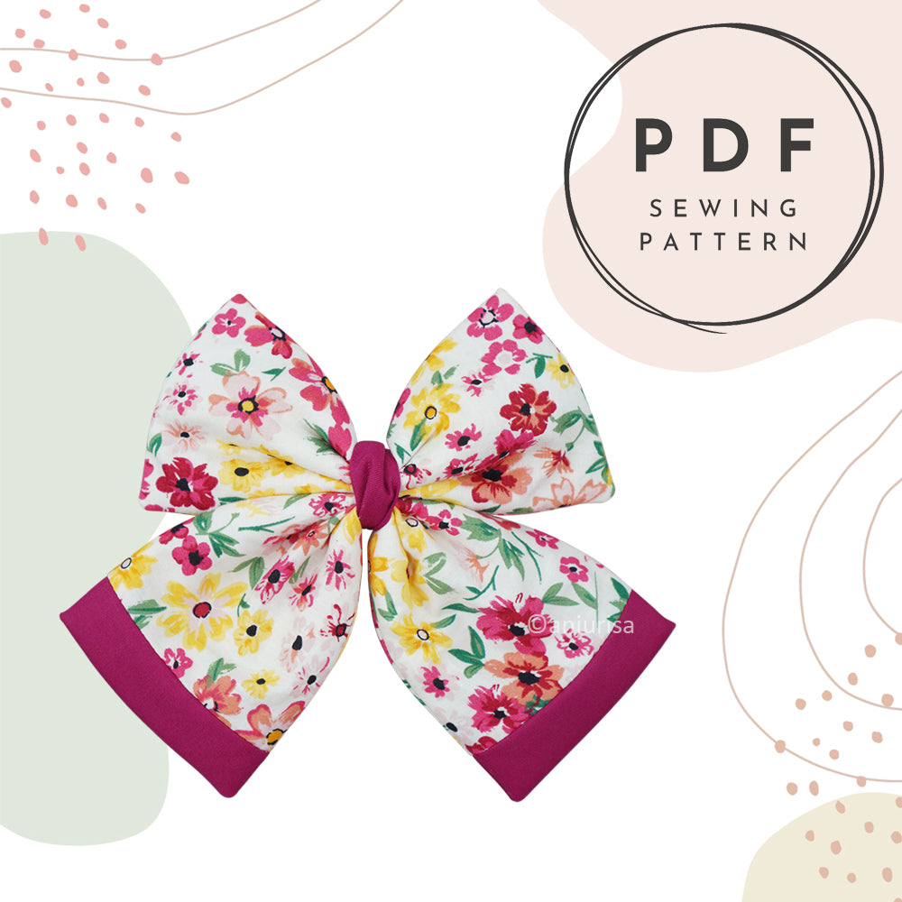 Talia Bow Sewing Pattern: DIY Hair Bow Template (PDF Download, 5 Sizes)
